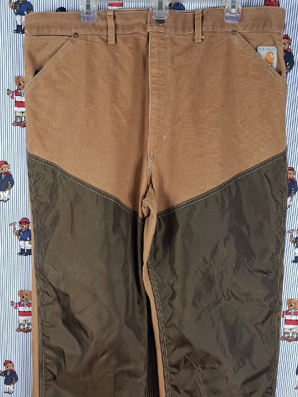Vintage Carhartt WU256 Duck Canvas & Nylon Tan & Brown Outdoors Brush Pants 4032